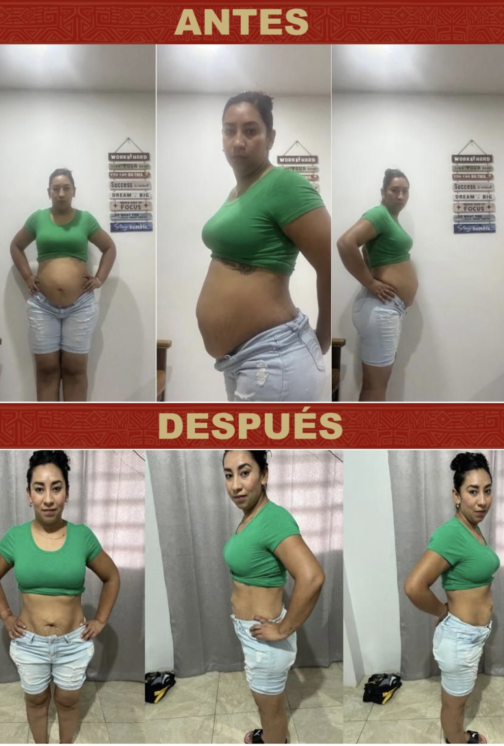 Antes y después de ligereza