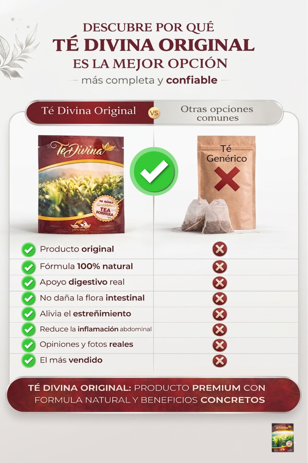 Comparativa Té Divina Original vs té genérico