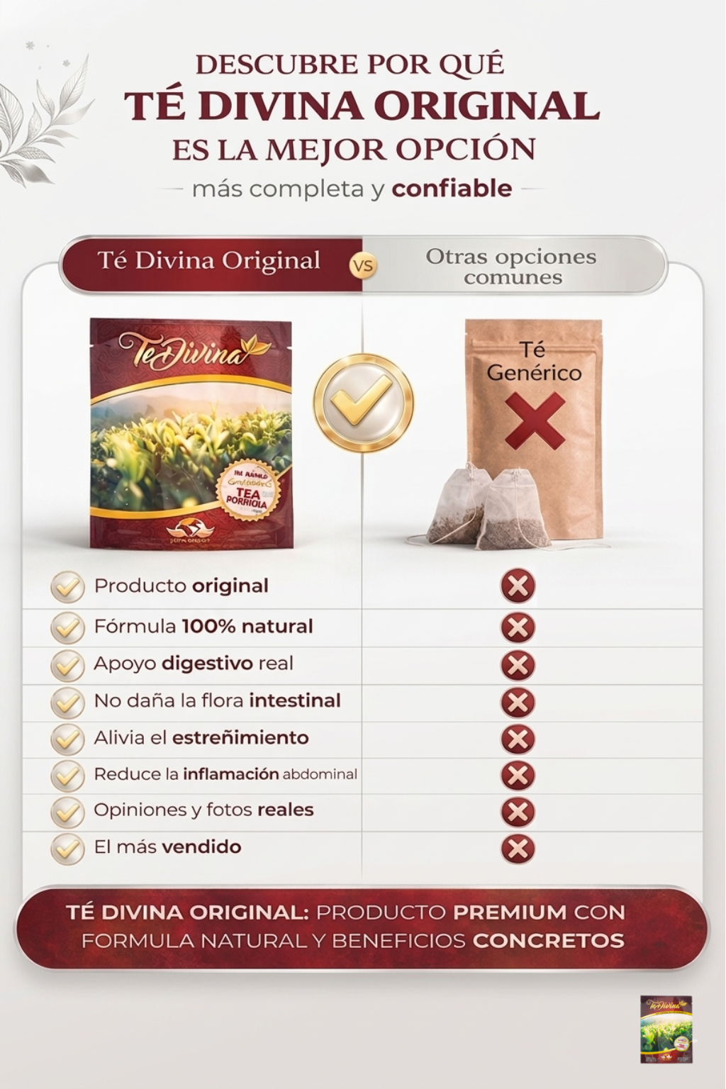 Comparativa Té Divina Original vs té genérico